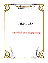 Tiểu luận Một số vấn đề quỹ tín dụng ngân hàng