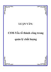 Luận văn CSM-Yếu tố thành công trong quản lý chất lượng