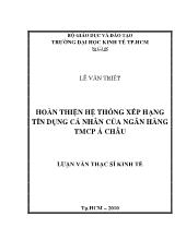 Luận văn Hoàn thiện hệ thống xếp hạng tín dụng năm 2012 của ngân hàng Thương mại cổ phần Á Châu
