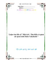 Luận văn Mặt trời -Tìm hiểu và quan sát quan kính thiên Takahashi