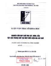 Luận văn Nghiên cứu quy luật ma sát, mòn, của vật liệu trong chế tạo máy điều kiện ma sát khô