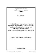 Luận văn Thiết kế tiến trình hoạt động dạy học một số kiến thức chương chất khí (vật lí 10 – nâng cao) theo hướng phát huy tính tích cực, tự chủ của học sinh