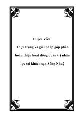 Luận văn Thực trạng và giải pháp góp phần hoàn thiện hoạt động quản trị nhân lực tại khách sạn Sông Nhuệ