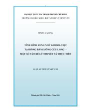 Luận văn Tình hình song ngữ Khmer-Việt tại đồng bằng sông Cửu Long – Một số vấn đề lý thuyết và thực tiễn