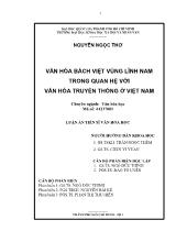 Luận văn Văn hóa Bách Việt vùng Lĩnh Nam trong quan hệ với văn hóa truyền thống ở Việt Nam