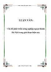 Luận văn Vốn để phát triển nông nghiệp ngoại thành Hà Nội trong giai đoạn hiện nay