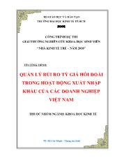 Quản lý rủi ro tỷ giá hối đoái trong hoạt động xuất nhập khẩu của các doanh nghiệp Việt Nam