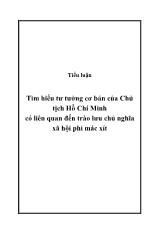 Tiểu luận Tìm hiểu tư tưởng cơ bản của Chủ tịch Hồ Chí Minh có liên quan đến trào lưu chủ nghĩa xã hội phi Mác Xít