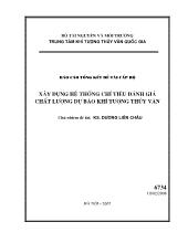 Xây dựng hệ thống chỉ tiêu đánh giá chất lượng dự báo khí tượng thủy văn