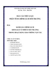 Đề tài Đánh giá chính sách kiểm soát ô nhiễm môi trường trong hoạt động giao thông vận tải