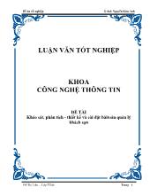 Khảo sát, phân tích -Thiết kế và cài đặt bàitoán quản lý khách sạn
