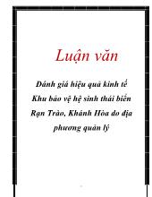 Luận văn Đánh giá hiệu quả kinh tế Khu bảo vệ hệ sinh thái biển Rạn Trào, Khánh Hòa do địa phương quản lý