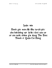 Luận văn Đánh giá mức độ đầu tư chi phí cho hệ thống xử lý khí thải của cơ sở sản xuất nhôm gia dụng Tân Đức Thành ở Quận Cái Răng