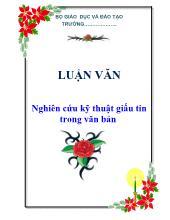 Luận văn Nghiên cứu kỹ thuật giấu tin trong văn bản