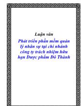 Luận văn Phát triển phần mềm quản lý nhân sự tại chi nhánh công ty trách nhiệm hữu hạn Dược phẩm Đô Thành