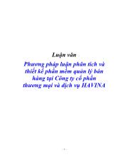 Luận văn Phương pháp luận phân tích và thiết kế phần mềm quản lý bán hàng tại Công ty cổ phần thương mại và dịch vụ HAVINA