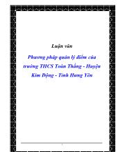 Luận văn Phương pháp quản lý điểm của trường THCS Toàn Thắng - Huyện Kim Động - Tỉnh Hưng Yên