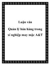 Luận văn Quản lý bán hàng trong xí nghiệp may mặc A&T