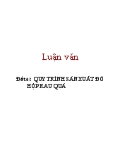 Luận văn Quy trình sản xuất đồ hộp rau quả