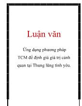 Luận văn Ứng dụng phương pháp TCM để định giá giá trị cảnh quan tại Thung lũng tình yêu