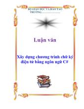 Luận văn Xây dựng chương trình chữ ký điện tử bằng ngôn ngữ C#
