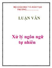 Luận văn Xử lý ngôn ngữ tự nhiên