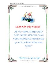 Một số biện pháp tăng cường sử dụng công nghệ thông tin trong việc quản lý hành chính nhà nước