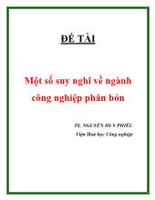 Một số suy nghĩ về ngành công nghiệp phân bón