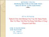 Nghiên cứu ảnh hưởng của việc sử dụng thuốc bảo vệ thực vật đến đa dạng sinh học ở vùng chuyên canh rau