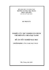 Nghiên cứu thử nghiệm sản phẩm chế biến sữa chua đậu xanh
