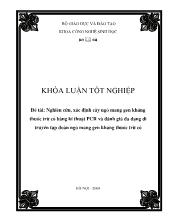 Nghiên cứu, xác định cây ngô mang gen kháng thuốc trừ cỏ bằng kĩ thuật PCR và đánh giá đa dạng di truyền tập đoàn ngô mang gen kháng thuốc trừ cỏ