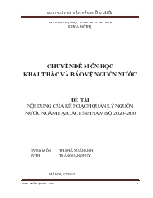 Nội dung của kế hoạch quản lý nguồn nước ngầm tại các tỉnh nam bộ 2020-2030