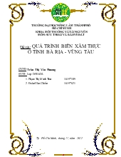 Quá trình biển xâm thực ở tỉnh Bà Rịa - Vũng Tàu