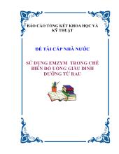 Sử dụng emzym trong chế biến đồ uống giàu dinh dưỡng từ rau