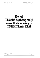 Thiết kế hệ thống xử lý nước thải cho công ty TNHH Thanh Khôi