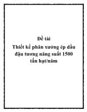 Thiết kế phân xưởng ép dầu đậu tương năng suất 1500 tấn hạt/năm