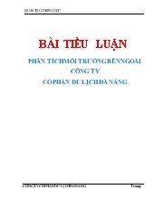 Tiểu luận Phân tích môi trường bên ngoài công ty cổ phần du lịch Đà Nẵng