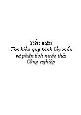 Tiểu luận Tìm hiểu quy trình lấy mẫu và phân tích nước thải Công nghiệp