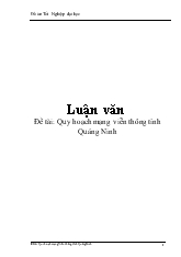 Luận văn Quy hoạch mạng viễn thông tỉnh Quảng Ninh