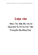 Luận văn Tìm hiểu nhu cầu sử dụng dịch vụ 3G của sinh viên trường Đại học Đồng Tháp