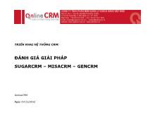 Đánh giá giải pháp Sugarcrm – Misacrm – Gencrm