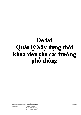 Đề tài Quản lý Xây dựng thời khoá biểu cho các trường phổ thông
