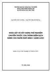 Khảo sát và xây dựng thử nghiệm chuyến trước của trình biên dịch dành cho ngôn ngữ ANSI C giản lược