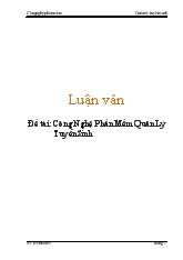 Luận văn Công nghệ phần mềm quản lý tuyển sinh