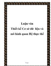 Luận văn Thiết kế Cơ sở dữ liệu và mô hình quan Hệ thực thể