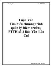 Luận văn Tìm hiểu chương trình quản lý Điểm trường Phổ thông trung học số 2 Bảo Yên-Lào Cai