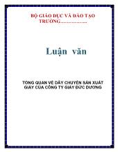 Luận văn Tổng quan về dây chuyền sản xuất giấy của công ty giấy Đức Dương