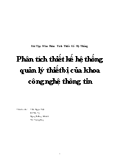 Phân tích thiết kế hệ thống quản lý thiết bị của khoa công nghệ thông tin