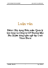 Xây dựng Phần mềm Quản lý bán hàng tại Công ty Cổ phần Thương Mại Phú Xuyên bằng ngôn ngữ lập trình Visual Basic