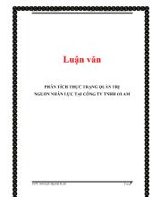 Luận văn Phân tích thực trạng quản trị nguồn nhân lực tại công ty trách nhiệm hữu hạn Olam